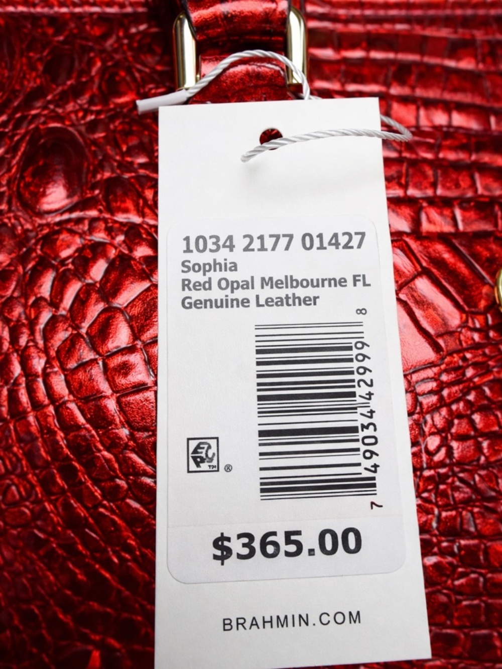 Brahmin Sophia Red Opal Melbourne Leather Satchel Metallic Croc NWT - Picture 6 of 9
